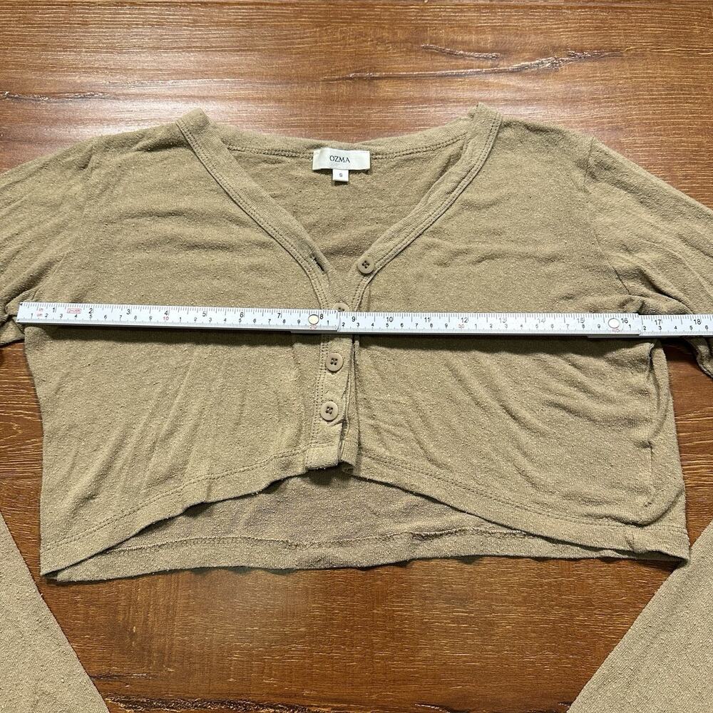 Ozma Of California Crop Cardigan Womens S Brown 100% Raw Silk Lightweight Luxury - Picture 5 of 11